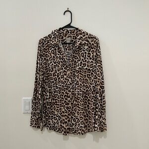 Chicos Boutique Size 2, leopard long sleeve shirt.